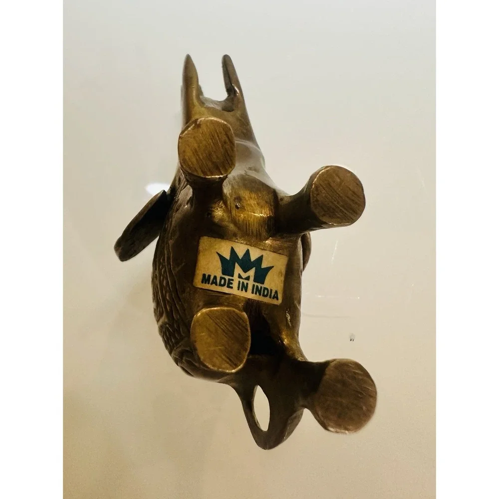 Brass Lucky Elephant, Small Figurine Trunk Up 2 1/4